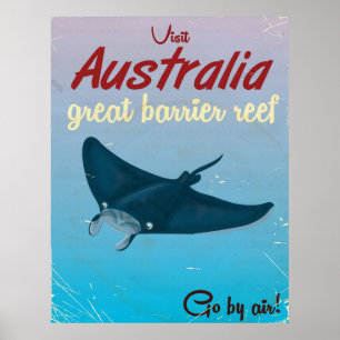 Australia Great barrier reef vintage travel poster
