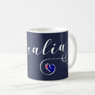 Australia Heart Mug, Australian Flag Coffee Mug