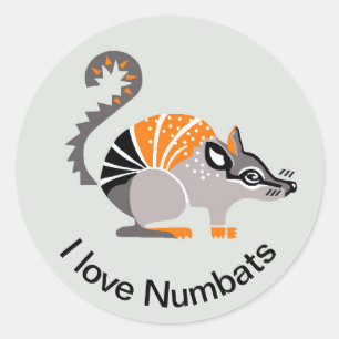 Australia I love NUMBATS - Marsupial - Wildlife -  Classic Round Sticker