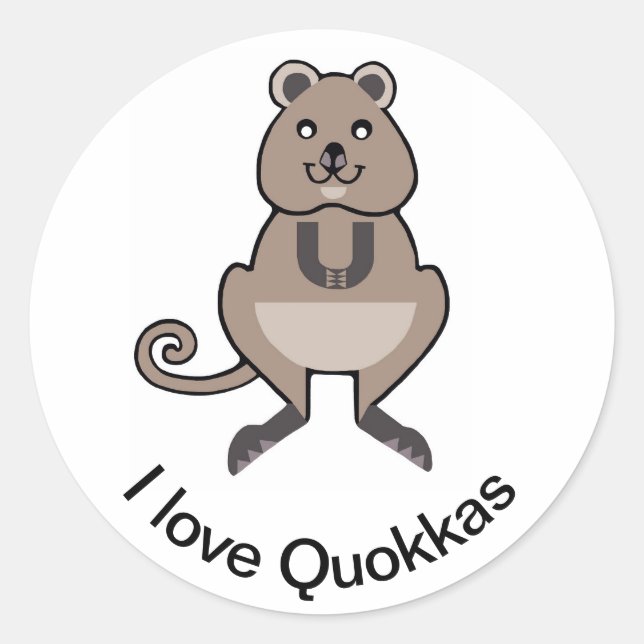 Australia -I love QUOKKAS - Marsupial - Wildlife - Classic Round Sticker (Front)
