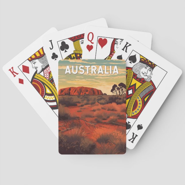 Australia Illustration Travel Art Vintage Playing Cards (Back)