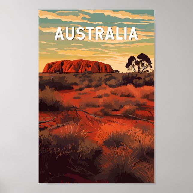 Australia Illustration Travel Art Vintage Poster (Front)