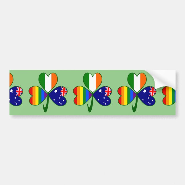 Australia Ireland Gay Pride Shamrock Bumper Sticker (Front)