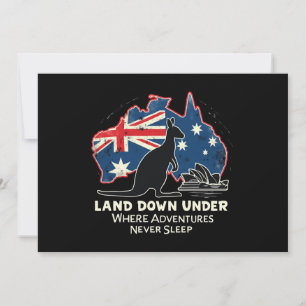 Australia Kangaroo Aussies Land Down Under  Invitation