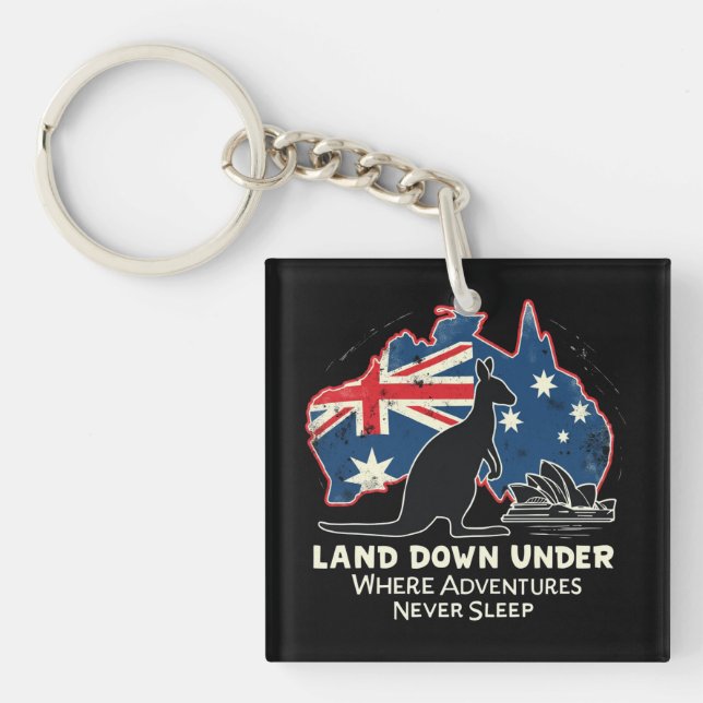 Australia Kangaroo Aussies Land Down Under  Key Ring (Front)