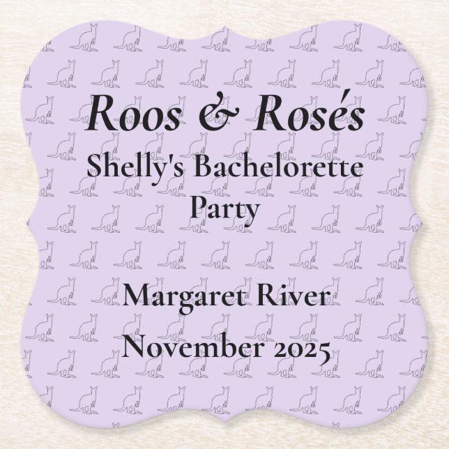 Australia Kangaroo Bachelorette Party Design Paper Coaster (Front)