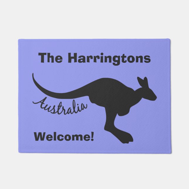 Australia Kangaroo custom text & colour door mat (Front)