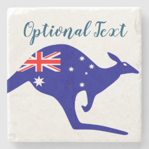 Australia Kangaroo & Flag Stone Coaster
