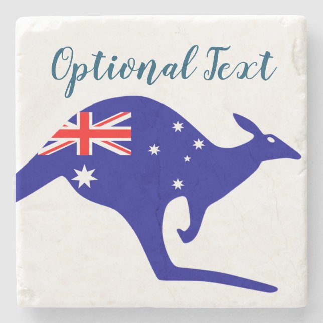 Australia Kangaroo & Flag Stone Coaster (Front)