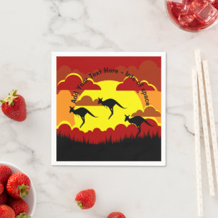 Australia Kangaroo Red Black Yellow Serviette  Napkin