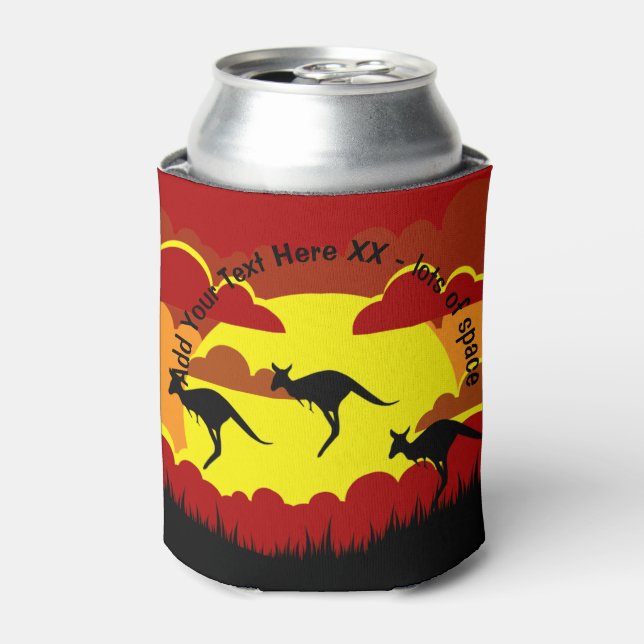 Australia Kangaroo Red Black Yellow Stubby Holder  (Can Front)