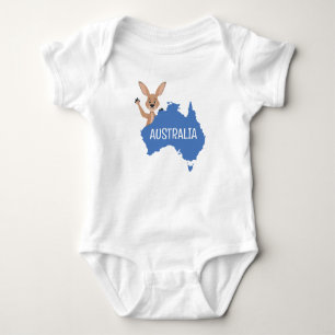 Australia Kangaroo with Australia Map Baby Bodysuit