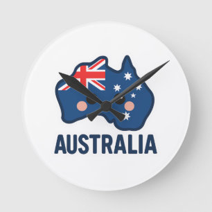 Australia Kawaii Fusion – Bold & Adorable Round Clock