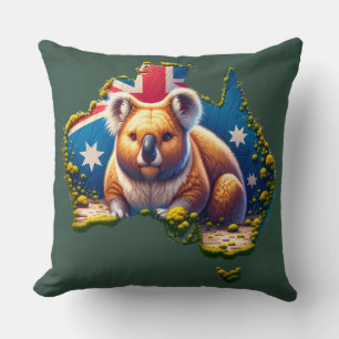 Australia Koala Bear flag map Cushion