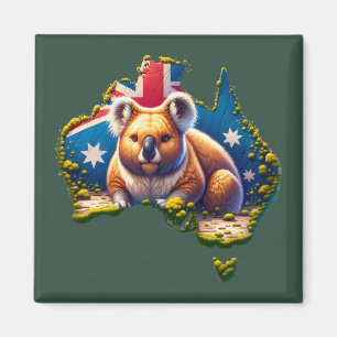 Australia Koala Bear flag map Magnet