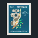 Australia Koala Bear Vintage Travel Poster Postcard<br><div class="desc">Anyone would love to receive this cute Visit Australia vintage travel poster postcard featuring a retro koala bear illustration and the Sydney Harbour Bridge!</div>