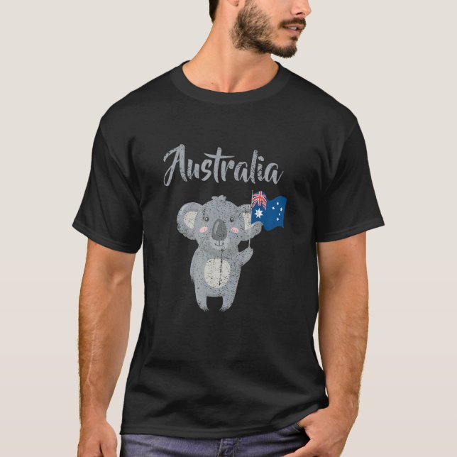 Australia Koala Flag Straya Outback Sydney Melbour T-Shirt (Front)