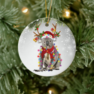 Australia koala Santa animals marsupial wildlife  Ceramic Ornament