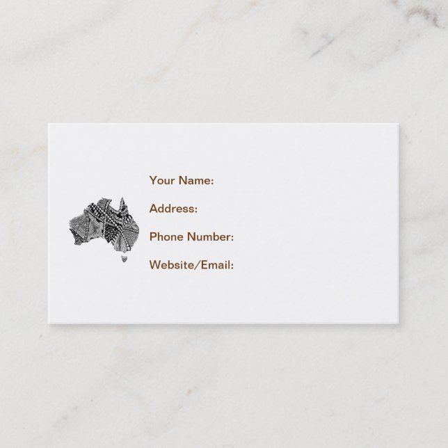 Australia Map Art Doodle Business Card (Front)