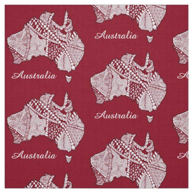 Australia Map Art Doodle Fabric (Swatch)