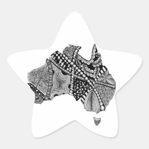 Australia Map Art Doodle Star Sticker