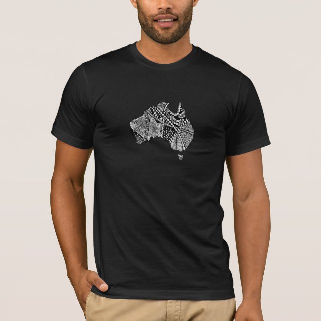 Australia Map Art Doodle T-Shirt (Front)