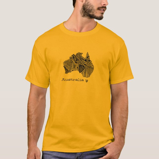 Australia Map Art Doodle T-Shirt (Front)