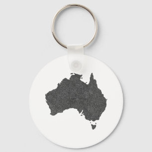 Australia Map Design with Hidden Borders Key Ring