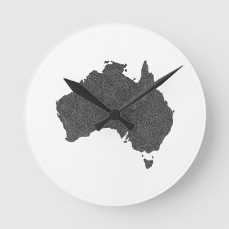 Australia Map Design with Hidden Borders Round Clock