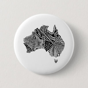 Australia Map Doodle 6 Cm Round Badge