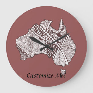 Australia Map Doodle Art Large Clock
