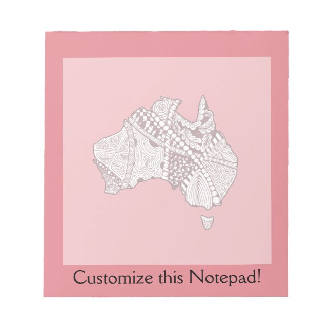 Australia Map Doodle Art Notepad (Front)