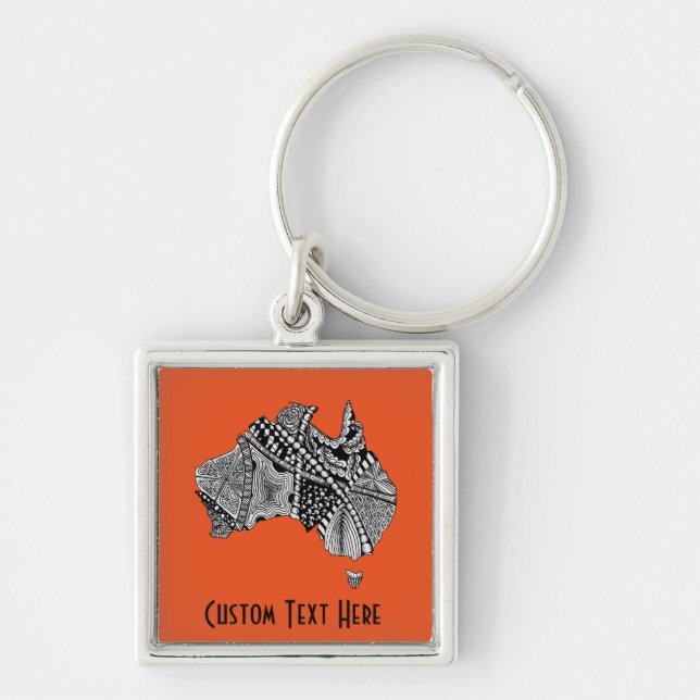 Australia Map Doodle Choose Any Colour Key Ring (Front)