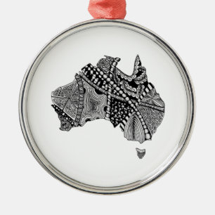 Australia Map Doodle Metal Tree Decoration