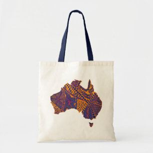 Australia Map Doodle Orange Purple Large Tote Bag