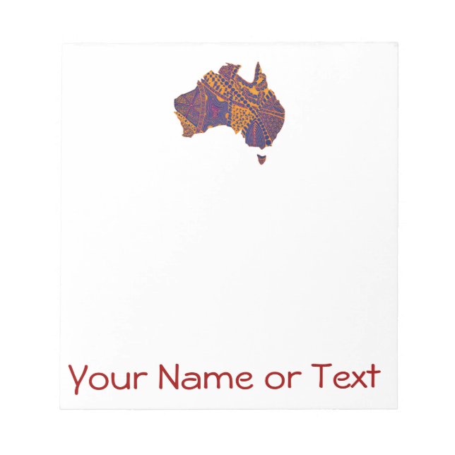 Australia Map Doodle Orange Purple Notepad (Front)