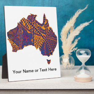 Australia Map Doodle Orange Purple Plaque