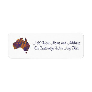 Australia Map Doodle Orange Purple Return Address Label