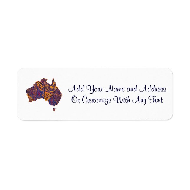 Australia Map Doodle Orange Purple Return Address Label (Front)
