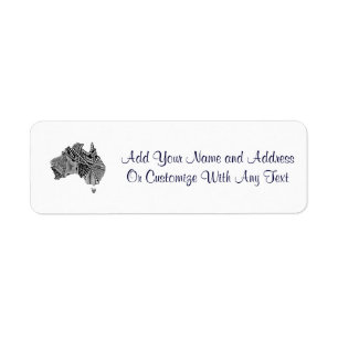Australia Map Doodle Return Address Label