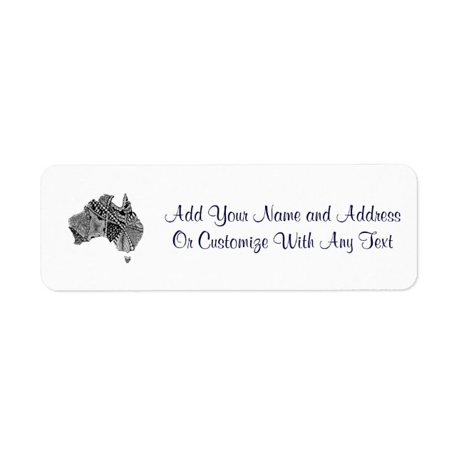 Australia Map Doodle Return Address Label (Front)