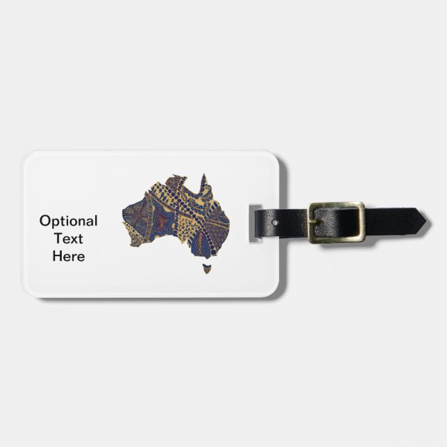 Australia Map Doodle Tan Red Blue Luggage Tag (Front Horizontal)