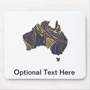 Australia Map Doodle Tan Red Blue Mouse Pad