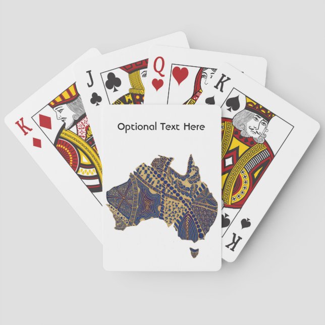 Australia Map Doodle Tan Red Blue Playing Cards (Back)
