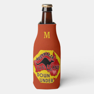 Australia Map Land Down Under Kangaroo Monogram Bottle Cooler