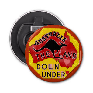 Australia Map Land Down Under with Kangaroo Retro Bottle Opener