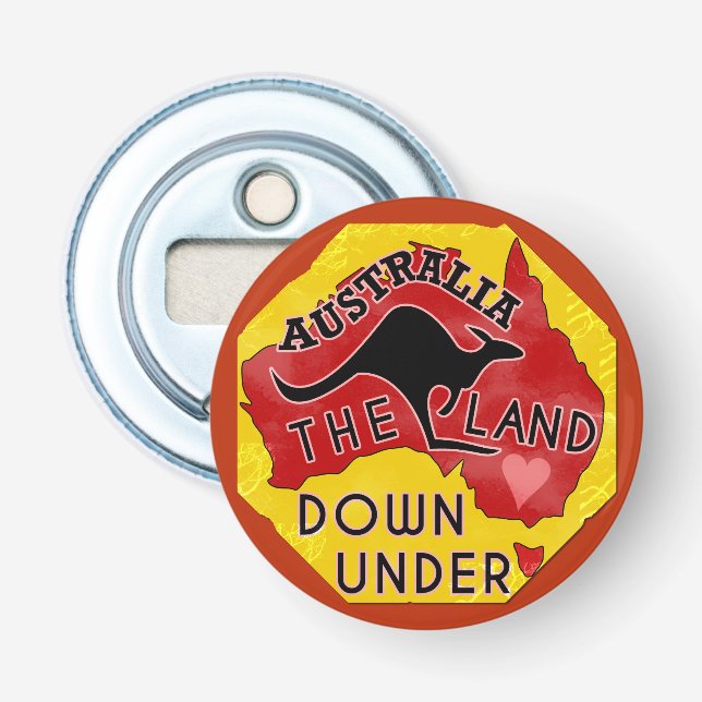 Australia Map Land Down Under with Kangaroo Retro Bottle Opener (Front)