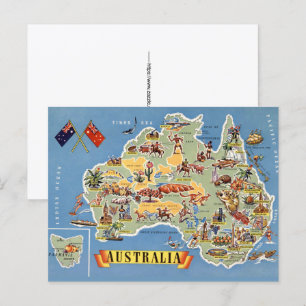 Australia Map Postcard