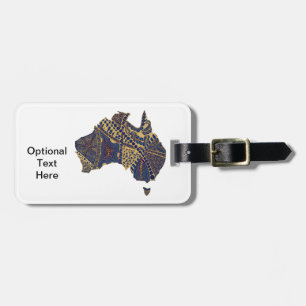 Australia Map Tan-Blue-Red Luggage Tag