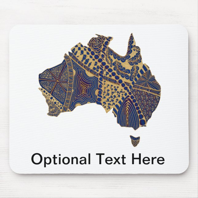 Australia Map Tan-Blue-Red Mouse Pad (Front)
